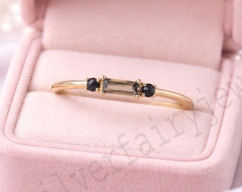 Smoky Quartz Ring, Brown Gemstone Engagement Ring Vintage Style Promise Ring, Unique Wedding Ring Anniversary Jewelry Gift for Wife