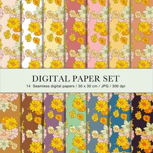 14 Digital Paper Pattern Floral Scrapbook Papier Florale Hintergründe nahtloses Muster kommerzielle Nutzung Stoff Muster