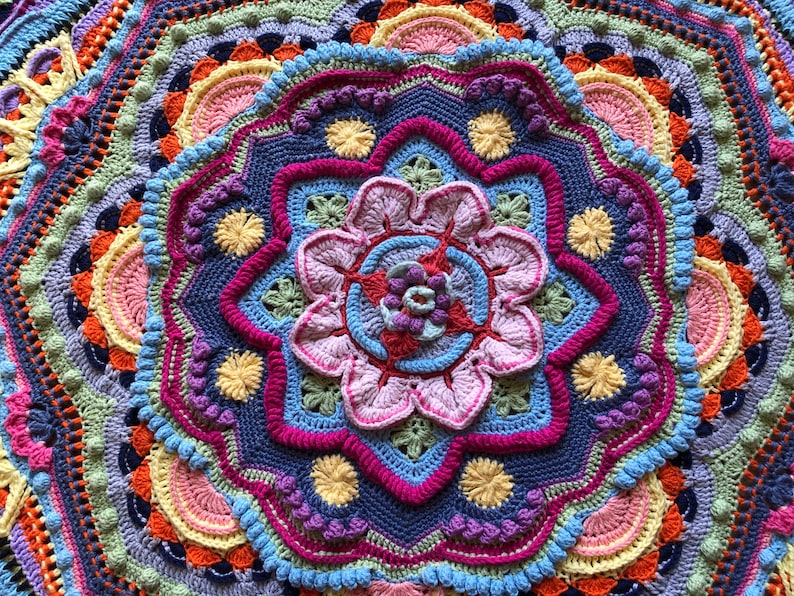 Crochet Round Afghan Blanket, Mandala Madness Blanket, Ready to Ship image 8