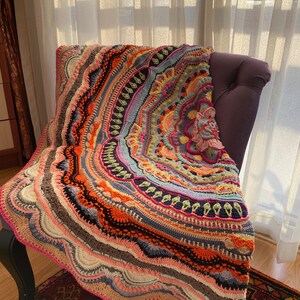 Crochet Round Afghan Blanket, Mandala Madness Blanket, Ready to Ship image 6