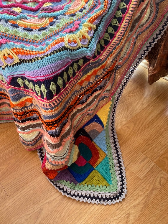 Buy Crochet Square Afghan Bed Blanket Mandala Madness Blanket Ready to Ship Bed Blankets for Sale Afghans for Sale Blankets for Bed Online in India Etsy