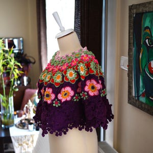 Crochet Floral Capelet Handmade, MADE TO ORDER, Express Shipping