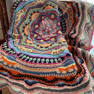 Crochet Round Afghan Blanket, Mandala Madness Blanket, Ready to Ship image 5