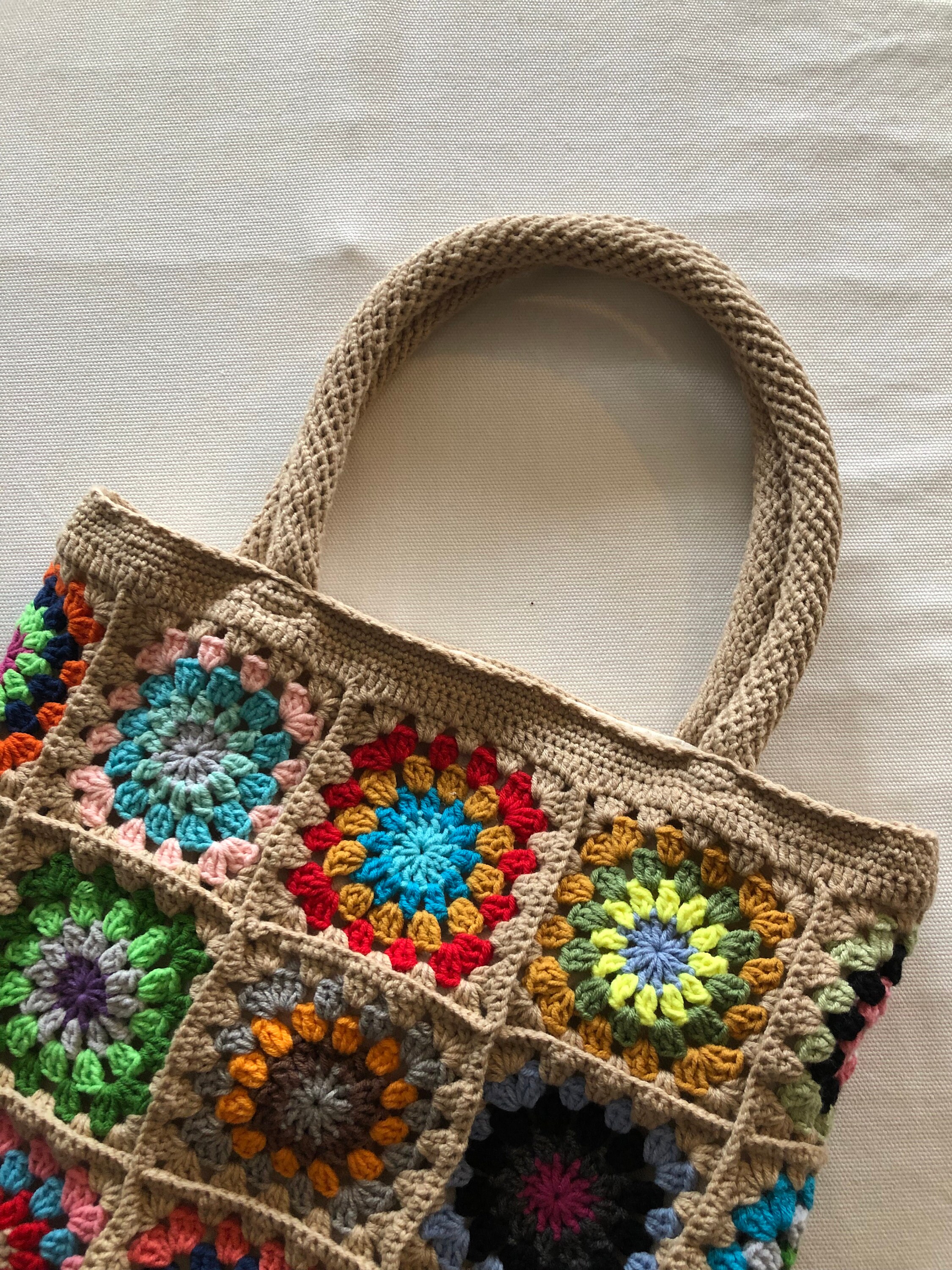 Luxury Crochet Tote Bag Patchwork Granny Square Crochet Bag - Etsy