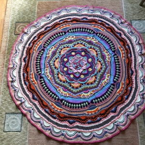 Crochet Round Afghan Blanket, Mandala Madness Blanket, Ready to Ship image 3