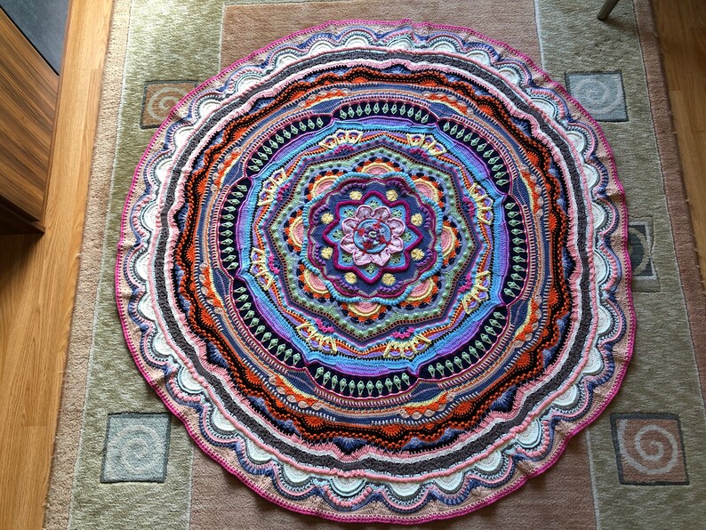 Crochet Round Afghan Blanket, Mandala Madness Blanket, Ready to Ship image 3