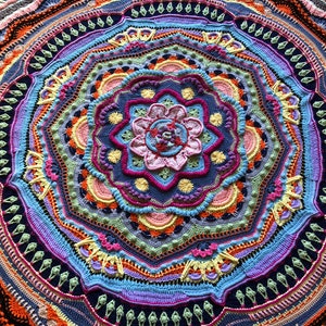 Crochet Round Afghan Blanket, Mandala Madness Blanket, Ready to Ship image 1