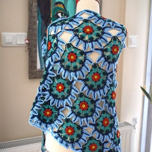 Crochet Wrap with 3D Lotus Flowers, Ready to Ship, Handmade Shawls and Wraps