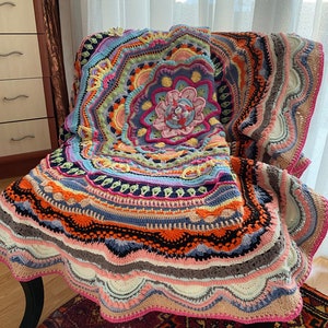 Crochet Round Afghan Blanket, Mandala Madness Blanket, Ready to Ship image 4