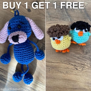 Crochet BUNDLE Pattern, BUY 1 GET 1 Free Pattern, Cute Amigurumi Key Holder Accessory. Aninal Keychain Crochet Pattern,  Bag charm pattern