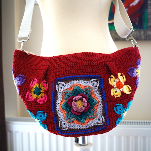 Colorful Crochet Large Fanny Pack, Crochet Bum Bag, Crochet Freebag, Ready to Ship