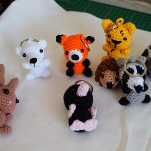 Crochet Animal Keychain: Amigurumi Stuffed Toy, Cotton Handmade