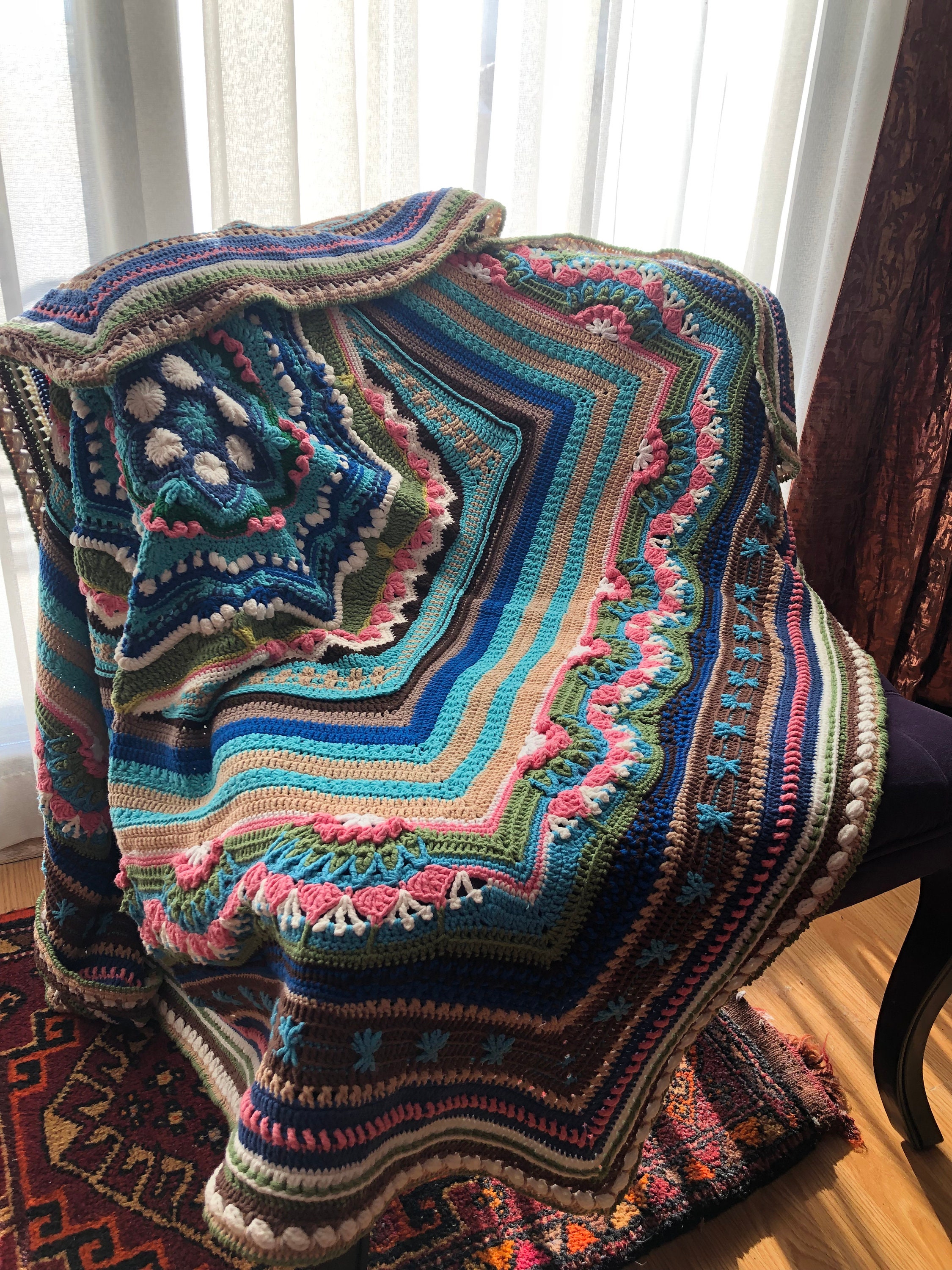 Crochet Afghan Blanket Cosmic CAL Blanket Ready to Ship Etsy