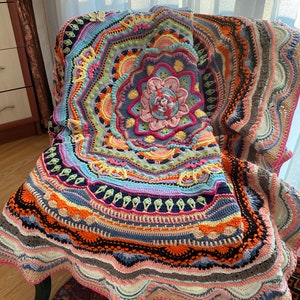 Crochet Round Afghan Blanket, Mandala Madness Blanket, Ready to Ship image 2