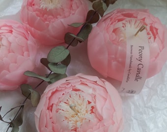 Geschenkkerze Pfingstrose | Blumenkerze Rose | Geschenk | Rosenkerze Hochzeit Kerze Meditation Geburtstagskerze Frauengeschenk