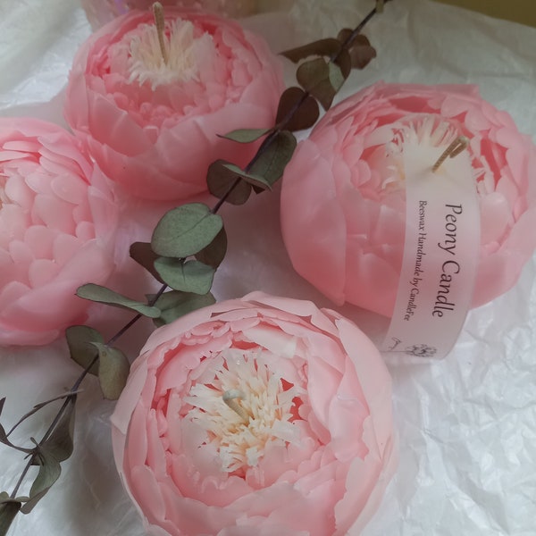 Geschenkkerze Pfingstrose | Blumenkerze Rose | Geschenk | Rosenkerze Hochzeit Kerze Meditation Geburtstagskerze Frauengeschenk