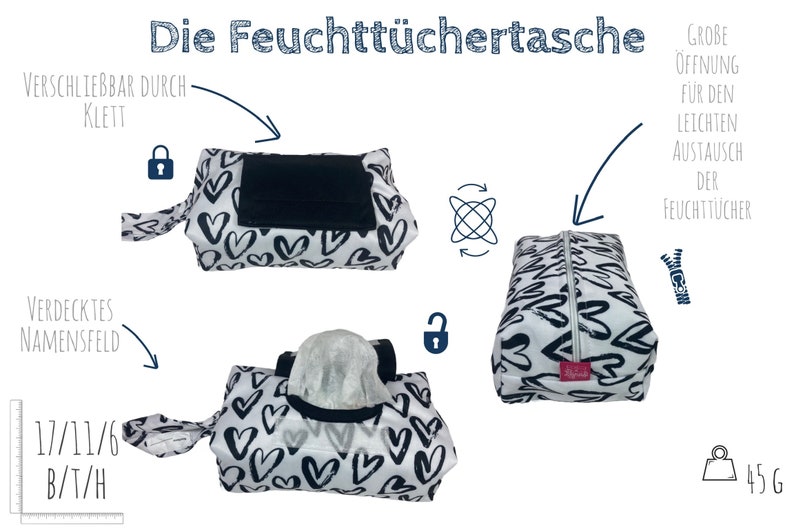 Wetbag XXL Herz für Stoffwindeln, Schmutzwäsche, als Badetasche, Wäschebeutel, Windelsack Bild 6