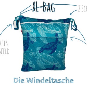 Wetbag 4er Set Schildkröten Badetasche, Nasstasche für Wechselsachen, Hygienebeutel & Nuckeltasche waschbar. geruchsdicht. Bild 6