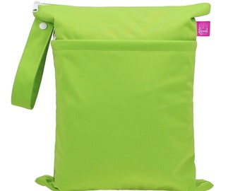Wetbag uni (grün, orange): Nassbeutel / Nasstasche mit zwei Fächern