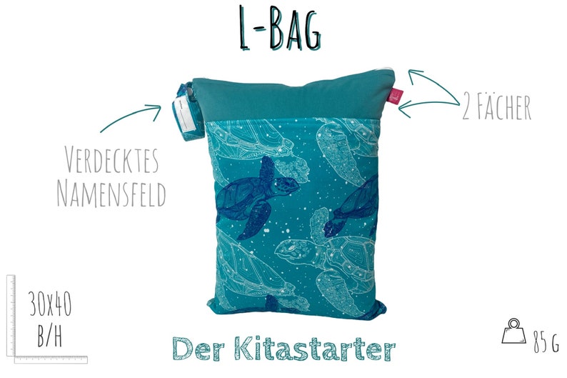 Personalisierbare Wetbag Schildkröten ca. 30 x 40 cm für feuchte Kleidung, Wechselwäsche, als Kitabeutel, für Badesachen, Stoffwindeln Bild 5