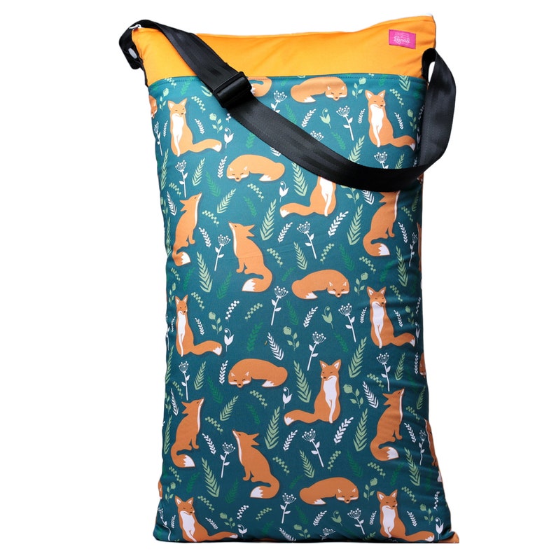 Wetbag 4er Set Fuchs mit Namensfeld: Badetaschen/Kitabeutel mit Nass/Trockenfach, Windeltasche/Wickeltasche, Maskentasche Bild 9