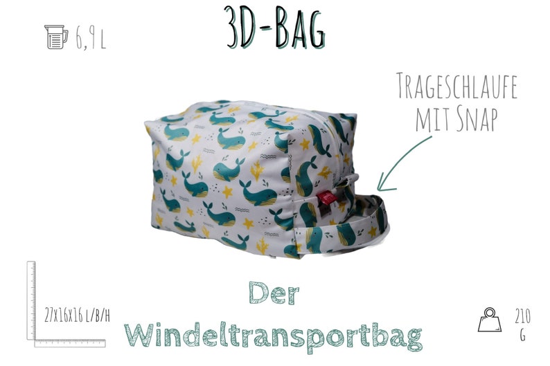 Wetbag / Stoffwindeltasche / Kulturbeutel Wale Bild 2