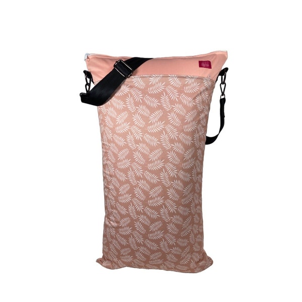 Große XXL Wetbag "rosé" mit Schultergurt (längenverstellbar, abnehmbar) - Wäschesack, Stoffwindelbeutel, Schwimmtasche