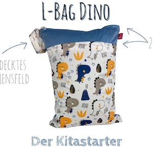 Wetbag Dinos mit Namen ca.30 x 40 cm für feuchte Kleidung, Wechselwäsche, Stoffwindeln, als Kitabeutel waschbar, geruchsdicht, langlebig Bild 3