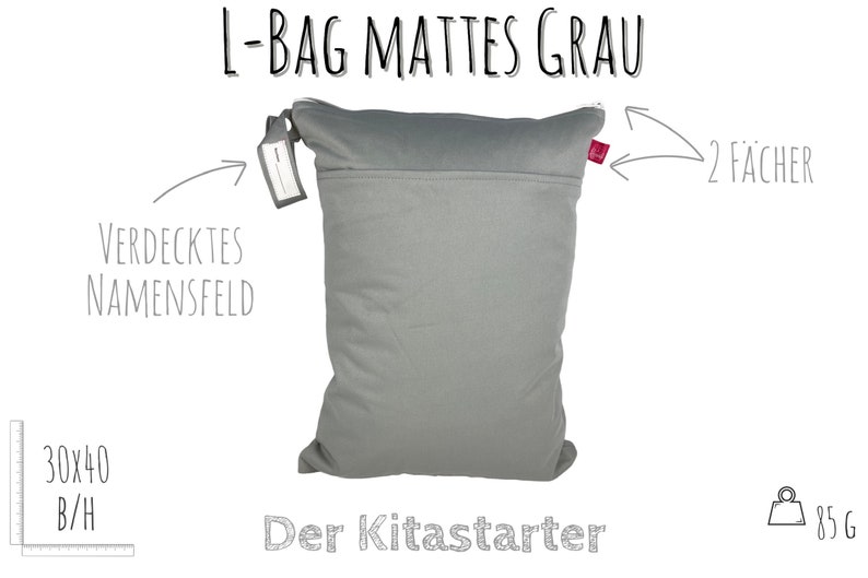 Personalisierbares Wetbag 2er Set 30 x 40 cm Afrika Grau zum Kitastart, für Wechselkleidung, Stoffwindeln, Wickelsachen geruchsdicht Bild 2