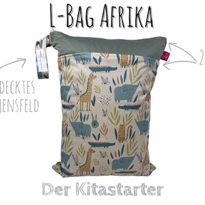 Personalisierbares Wetbag 2er Set 30 x 40 cm Afrika Grau zum Kitastart, für Wechselkleidung, Stoffwindeln, Wickelsachen geruchsdicht Bild 3