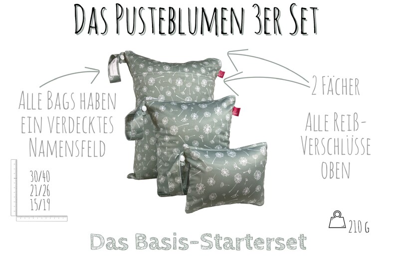 Personalisierbares Wetbag 2erSet ca. 30 x 40cm: 2 Fächer, für Wechselkleidung, Schwimmbeutel, Kitabeutel, waschbar, geruchsdicht Bild 7