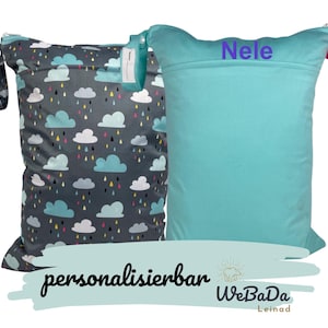 Personalisierbares Wetbag Set, individuelles Geschenk zu Geburt & Krippenstart, Nassbeutel für Wechselsachen, Badebekleidung, Windeln
