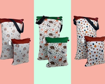 Wetbag Set XXL + L in verschiedenen Designs: für Stoffwindeln, Schmutzwäsche, als Badetasche, Wäschebeutel, Windelsack