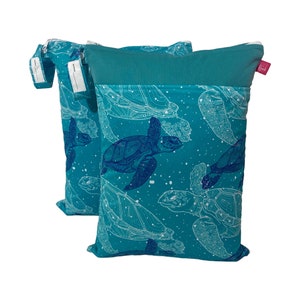 Wetbag set of 2 "Turtle" (approx. 30 x 40 cm) can be personalized thanks to the name field - for dirty laundry, a change of clothes and damp things