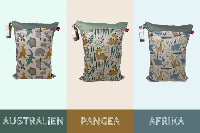 Personalisierbares Wetbag 2er Set 30 x 40 cm Afrika Grau zum Kitastart, für Wechselkleidung, Stoffwindeln, Wickelsachen geruchsdicht Bild 5