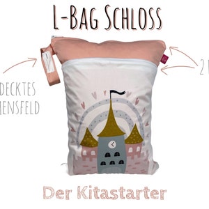 Wetbag Märchenschloss ca. 30 x 40 cm für feuchte Kleidung, Wechselwäsche, Stoffwindeln personalisierbar. waschbar. nachhaltig. Bild 2