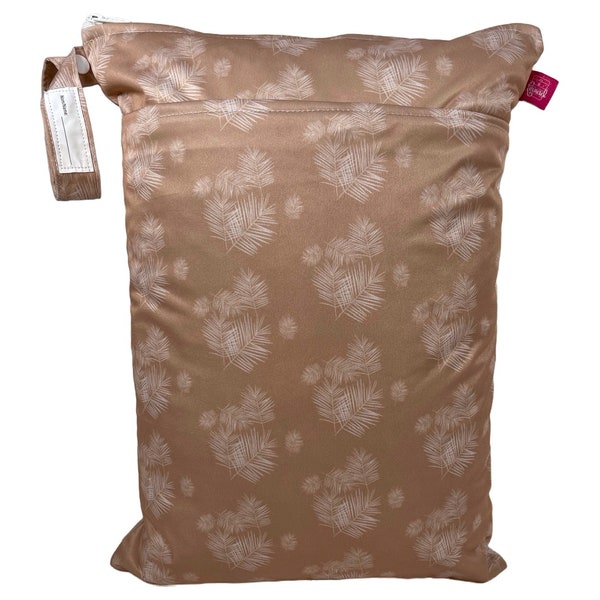 Nachhaltige Wetbag aus recyceltem Material "Zweige Mocca" (ca. 30 x 40 cm) für feuchte Kleidung, Wechselwäsche, Regenkleidung, Badesachen