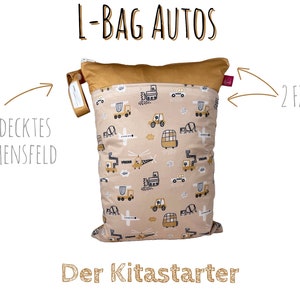 Personalisierbares Wetbag 2er Set 30 x 40 cm Autos zum Kitastart, für Wechselkleidung, Stoffwindeln, Wickelsachen geruchsdicht Bild 4