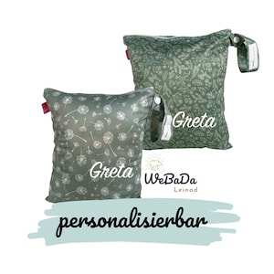 Personalisierbare Wetbags Sparset "Salbei" (ca. 26 x 21 cm): Nasstasche I Kulturbeutel I Schwimmtasche I waschbar und wasserabweisend