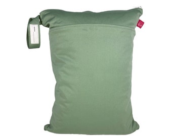 Wetbag plain "dark sea green" with name field (L: approx. 30 x 40 cm) for damp clothes, a change of laundry, as a daycare bag