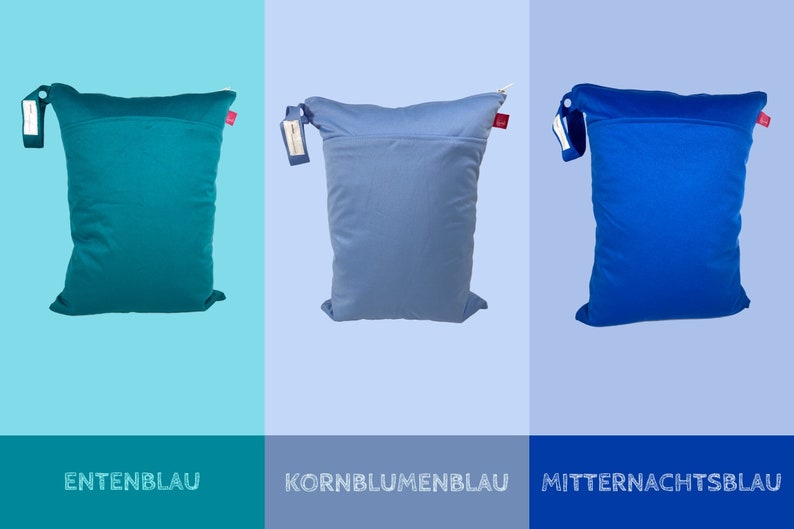 Wetbag einfarbig Kaminrot mit Namensfeld L: ca. 30 x 40 cm für feuchte Kleidung, Wechselwäsche, als Kitabeutel Bild 5