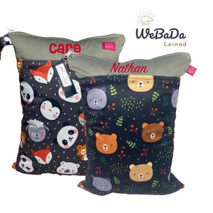 Personalisierbares Wetbag Set, individuelles Geschenk zu Geburt & Krippenstart, Nassbeutel für Wechselsachen, Badebekleidung, Windeln