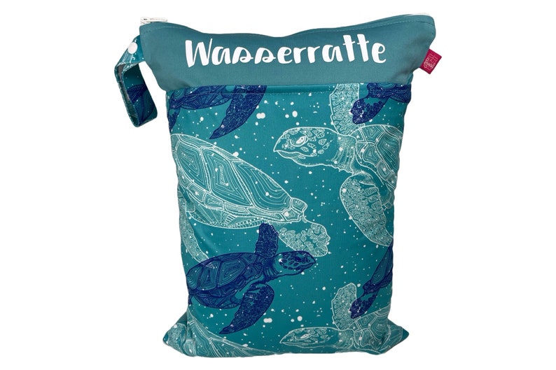 Personalisierbare Wetbag Schildkröten ca. 30 x 40 cm für feuchte Kleidung, Wechselwäsche, als Kitabeutel, für Badesachen, Stoffwindeln Bild 2