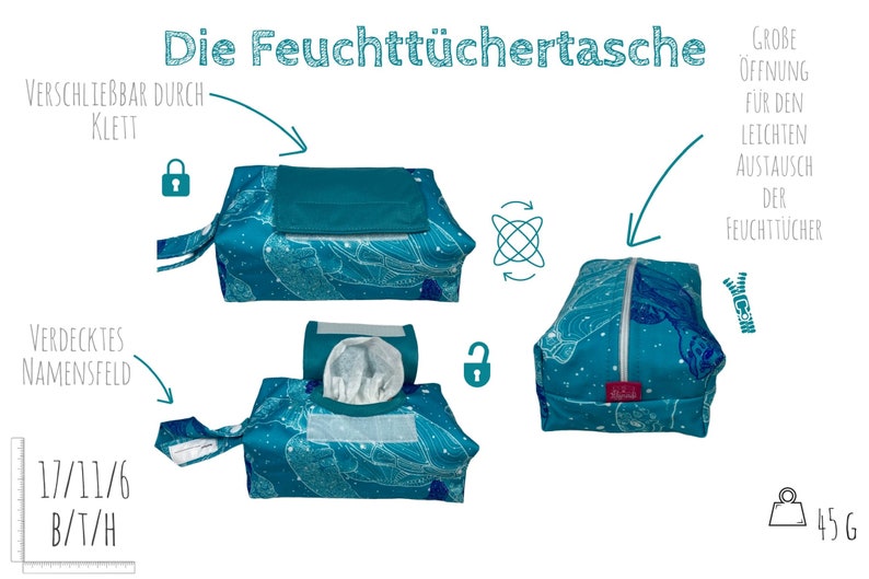 Wetbag 4er Set Schildkröten Badetasche, Nasstasche für Wechselsachen, Hygienebeutel & Nuckeltasche waschbar. geruchsdicht. Bild 10