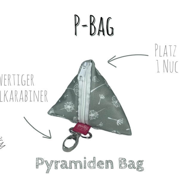 Nuckeltasche in verschiedenen Designs, Pyramidentasche, Leckerlibeutel, Tampontasche, Kleingeldbeutel mit Karabiner - waschbar