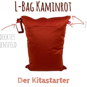 Wetbag einfarbig Kaminrot mit Namensfeld L: ca. 30 x 40 cm für feuchte Kleidung, Wechselwäsche, als Kitabeutel Bild 2