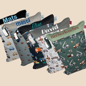 Personalisierbare WETBAGS mit Namen Wäschebeutel für Badesachen, Stoffwindeln, Wechselkleidung für Kita, Krippe, Familie - waschbar & robust