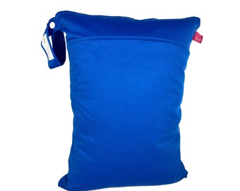Wetbag einfarbig "Mitternachtsblau" mit Namensfeld (L: ca. 30 x 40 cm) für feuchte Kleidung, Wechselwäsche, als Kitabeutel