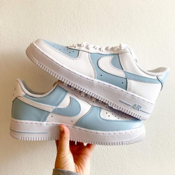 Blue and White Custom AF1 Handmade Personalized Air Force | Etsy