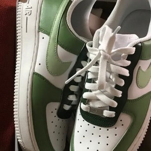 Shades of Green Custom AF1, handgemacht, personalisierte Air Force Ones, weiße Luftkräfte, keine Schale